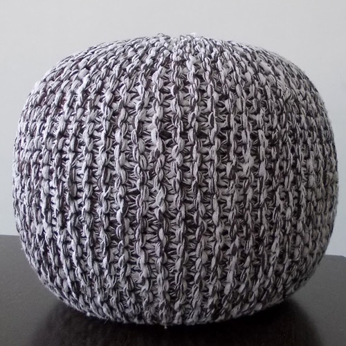 Knitted Poufs Brown White